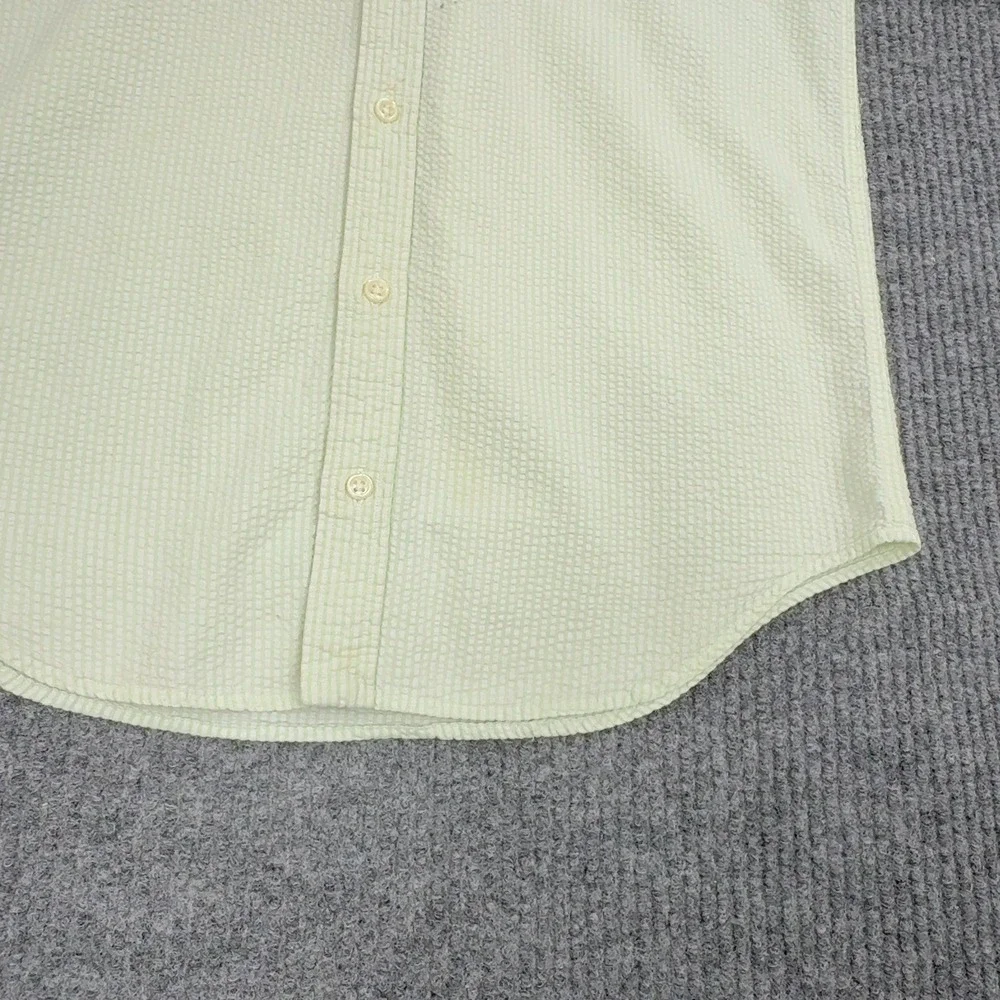 Ralph Lauren Button Up Shirt Boys L Green Seersucker Short Sleeve Preppy Classic